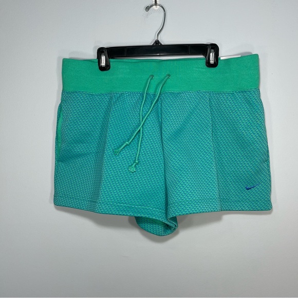 NEW Nike Sweat Shorts Womens Extra Large Green Blue Fleece High Rise Loose Fit - Picture 1 of 11